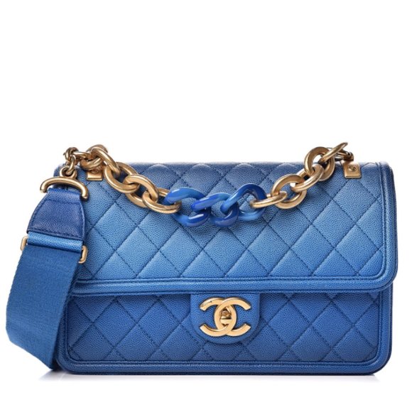 CHANEL Handbags - ❌❌  Chanel 19C Sunset On The Sea Caviar Medium Flap bag Blue ombre CC gold